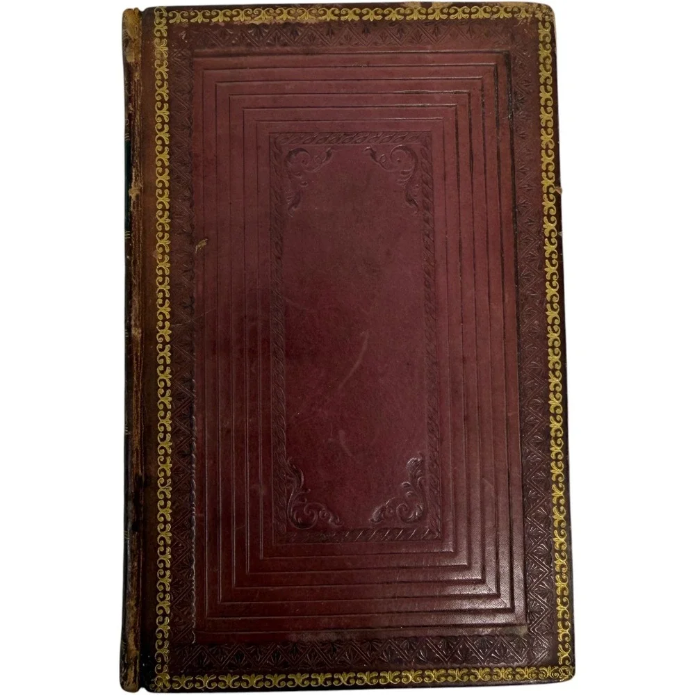 The Rural Walks of Cowper 1822 Antique Leather Book Illustrated Poetry Vintage